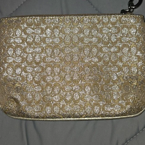 Coach Vintage Wristlet Gold & Silver Shimmer Metallic Wristlet - Picture 6 of 7